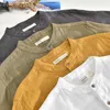 Pur lin chemises à manches courtes pour hommes poche unique mode décontracté jaune hauts blancs mâle été pull vêtements 210601