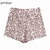 Vintage imprimé Animal Shorts femmes dos fermeture éclair taille haute mode courte Femme été pantalones cortos 210430