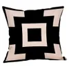 Newpillow Case Minimalistische Stijl Geometrische Zwart-wit Patroon 2021 Sofa Kussensloop Vlas Beige Basis Toon Soft Factory Direct Sale EWC7528