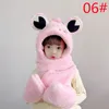 Children's winter scarf hats one body fuzzy hat cute cartoon ear cap baby scarfs