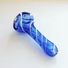 Pipa a mano in vetro a strisce blu Attrezzatura per fumatori Bruciatore per tabacco Accessori per fumo Tubi 8 cm di lunghezza