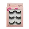 3 Pairs 3D Imitation Mink Hair Eyelash Nature Bushy Crossing Lashes Individual Strip Thick Lash Fake Eyelashes Makeup Tools Pestanas De Pelo De Vison