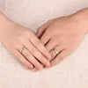 Обручальные кольца Пара Кольцо наборы для мужчин Женщины 18k Золотой Цвет GP Навсегда Любовник Группа Объединение Bague Femme Мода Ювелирные Изделия Подарки