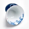 手塗りの大きなボウルGaiwan Blue Tureen Jingdezhenやかん町のアクセサリー