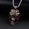high quality Punk skull head pendants hip hop red eye Stainless Steel necklace pendant Antique Kito Gabala skull Men's jewelry with ruby cz stone