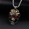 Hochwertiger Punk-Schädelkopf-Anhänger Hip Hop Red Eye Edelstahl-Halskettenanhänger Antiker Kito Gabala-Schädel Herrenschmuck mit Rubin-CZ-Stein