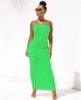 Sexy Strapless Bodycon Womens Dresses Irregular Ruched Long Dress Summer Fashion Casual Club Party Women Clothing