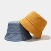 Vinterklassisk Corduroy Stingy Brim Hat Outdoor Harajuku Fiske Bucket Hattar för Kvinna Man Unisex Casual Cap