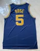 Maglia da basket Nikivip Jalen Rose 5 Michigan College da uomo cucita blu navy giallo taglia S-XXL alta qualità