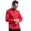 Camicie eleganti da uomo con colletto alla coreana tinta unita manica lunga stile cinese colletto alla coreana camicia rossa casual classica formale di marca uomo 210609