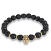 Strang Perlenstränge 8mm Totenkopf Gold Silber Kupfer Cz Zirkon Zirkonia Perlen Böhmisches Yoga Armband Achat Onyx Stein Armreifen Etg2