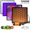 1000W LED Grow Light Panel Full Spectrum Phyto Lamp AC85-240V EU/US Plug 255LEDs For Indoor Tent Plants Growth Lights