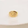 Кольцо Эфиопия Дубай 24 K Тонкая твердое золото GF арабские соседние кольца измеримые плоские фигуры женщин / подростковый ювелирные изделия Хэллоуин