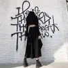 Harajuku punk stil kjolar kvinnor hög midja splitter spänne oregelbunden gotisk kjol svart mode streetwear fritt justerbar 210421