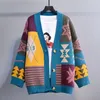 Sweter projektantów damskich zagęszony swobodny kontrast kolor duży rozmiar luźny dzianinowy kardigan