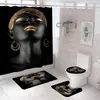 Douche gordijnen Afrikaans zwart meisje vrouwen met gouden lippen voor badkamer 3D -print waterdichte woondecoratie