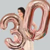 Impreza Happy Birthday Number Balloons 40 inch Folia aluminiowa Rose Złoty Silver Digit Figure Balloon Dorosłych Wesele Dorosź Dostawy Mylar Balloons Numbers