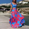 Boho Sexy Maxi robe grande taille 3XL dame deux pièces ensemble plage es élégant été pour les femmes Vestidos De Mujer A870 210420