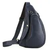 Tiding Mens Crazy Horse Leather Chest Pack Bag Retro Small Rucksack Messenger Half Moon Daypack Cow Sling 3141 Waist Bags