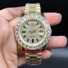 Luxe klauw Bezel grote diamanten automatisch herenhorloge, hoogwaardig roestvrij staal Roségouden schaal Prong Set diamanten herenhorloges 43 mm (geen doos)