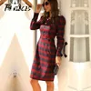 Kobiety Kwadratowy Kołnierz Z Długim Rękawem Plaid Krótki Mini Sukienka Wiosna Jesień Kobiet Chude Dresses Ołówek Vestidos de Verano Ropa Mujer 210520