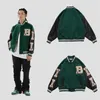 2020 Hommes Hip Hop Baseball Veste Manteaux Grande Lettre B Os Broderie Patchwork Japon Style Coréen Streetwear Collège Rock Veste X0710