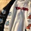 2024SS Y2K Büyük Boy Harajuku Mektup Karikatür İşlemeli Kawaii Hoodies Sweatshirt Genç Kızlar Kadınlar Harajuku Street Giyim Giysileri