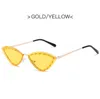 Solglasögonlegeringsram Retro Cat Eye Studded Colorful Mirror Metal Eyewear Triangle Shades with Diamonds1285602