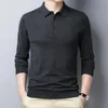 Hoge kwaliteit zijde en wol mannen lange mouw top casual warm polos shirts zwart shirt man poloshirt winter 2022 heren