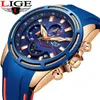 Armbanduhren Lige Mode Herren Uhren Top Multifunktionswahl Sportuhr Männer Datum Wasserdichte Quarz Uhr Relogio Masculino