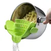 Clip su colino per alimenti in silicone-colino a scatto adatto a tutte le pentole padelle ciotole-per pasta di verdure, grasso di carne macinata-senza BPA durevole 210626