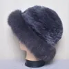 Malha Real Genuine Fox Fur Chapéus Mulheres Gorros Sólidos Rex Coelho Caps de Pele de Inverno Festa da festa