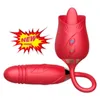 NXY Vibrators Drop Shipping Clit Sucker Rose Sex Toy Vibromasseur avec Pénis Gode 2 en 1 pour Femmes Extend 2 0 Adult Toys 0104