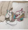 Söt Rainbow Horse Laser Unicorn One-Shoulder Pu Messenger handväska Glänsande femstjärnig reflekterande kvinnlig väska