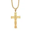Bijoux religieux rétro couleur or, colliers croix à nœud irlandais, pendentif de prière, collier en acier inoxydable pour hommes, 24 pouces