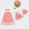 Arrival Summer Mommy and Me Color Block Sweet Mesh Dresses Children's Clothing 210528