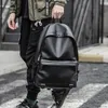 Fashion Men Leather Backpacks Black School Bags for Teenagers Boys College Book Bag Laptop Backpacks mochila masculina 210929