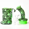 2021 Printed 8.5 inches Silicone Bong two parts small bubble silicone water pipe with 14mm glass bowl