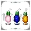 Blue Pink Green hookahs Bongs Beaker Base Coil Spiral Perc Straight Tube Thick Glass Dab Rigs Colorful pineapple shape