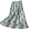 Summer vintage contrast color polka-dot skirt Womens casual over-the-knee students Korean A-line midi long print 210420