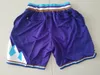 Shorts de equipe 96-97 Vintage Baseball Zipper Pocket Running Roupas Utah Roxo Cor Apenas Feito Tamanho S-XXL