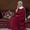 Odzież etniczna Casual muzułmańska damska długa sukienka kobiety dubaj Kaftan Abaya krawat z przodu Vestidos Musulmanes Ropa De Mujer Envio Gratis