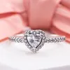 Женское обручальное кольцо 925 стерлинговое серебряное сердце CZ Diamond Fit Style Pandora Style