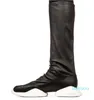 Mens Boots Horseshoe Stretch Leather Fashion Trainers Winter Knee-High Flats Causal Black Shoes Snow Boots