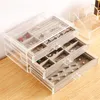 Jewelry Pouches Bags Clear Acrylic Jewellery Storage Box Women 3 Drawers Velvet Organiser Earring Bracelet Necklace Rings Case Ho227O