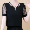 fashion short sleeves love silk women's T-shirt in summer Office lady plus size Slim Fit Soft V-neck women tops 4693 50 210510