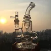 Tjock Fab Egg Perc Recycler Bongs Gun Reting Pipe Water Oil Rig Hookah Wax Pen Glass Bong med 14 mm fog