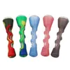 Silicone Smoking Pipe Horn Shape Silicone Tobacco Pipes Portable Oil Hand Pipe With Glass Colorful Cigarette Accessories DAS271