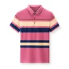 Summer men's clothing, color-stripe striped POLO shirt, business casual POLO shirt, short-sleeved plus size POLO shirt 220312