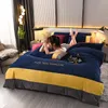 Bedding Sets 2022 Velvet Fleece Set 4pcs Stripe Duvet Cover Flat Fitted Sheet Pillowcase AB Side Bed Warm Linen Winter Flannel